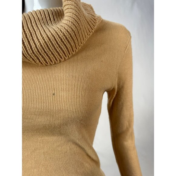 Vintage Camel Knit Cowl Neck Sweater Size Large Small Blemish - Picture 11 of 16